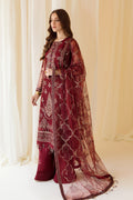 Alizeh | Formals Collection | Embroidered Net Maroon - V14D08 - Raya - by - Libasekhas UK - Registered Vendor of : Alizeh - 100% Original Designer Dresss