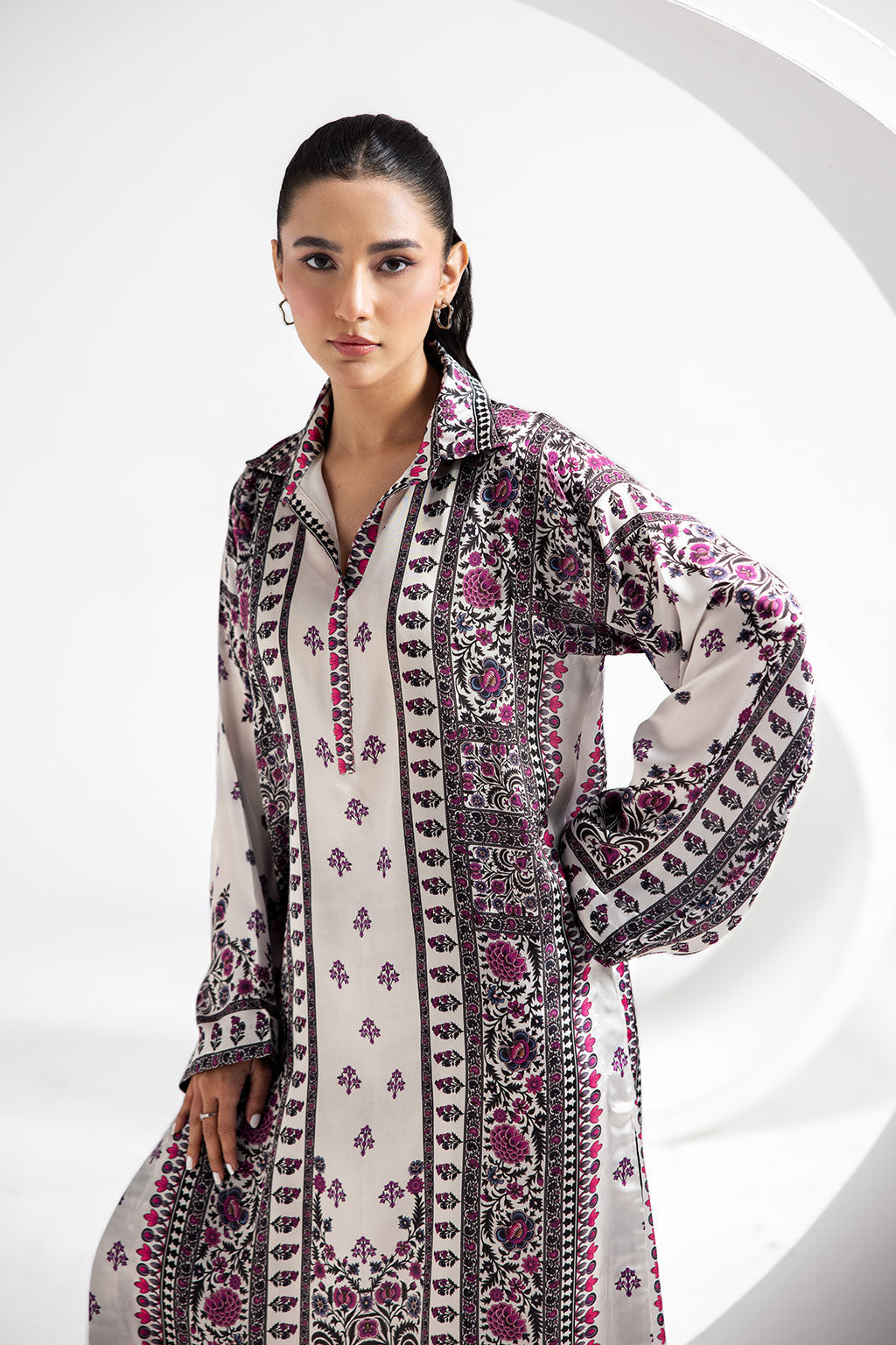 Afsanah | The Print Edit | GARDEN GLAM (extended shirt) AP-103 - by - Libasekhas UK - Registered Vendor of : Afsanah - 100% Original Designer Dresss