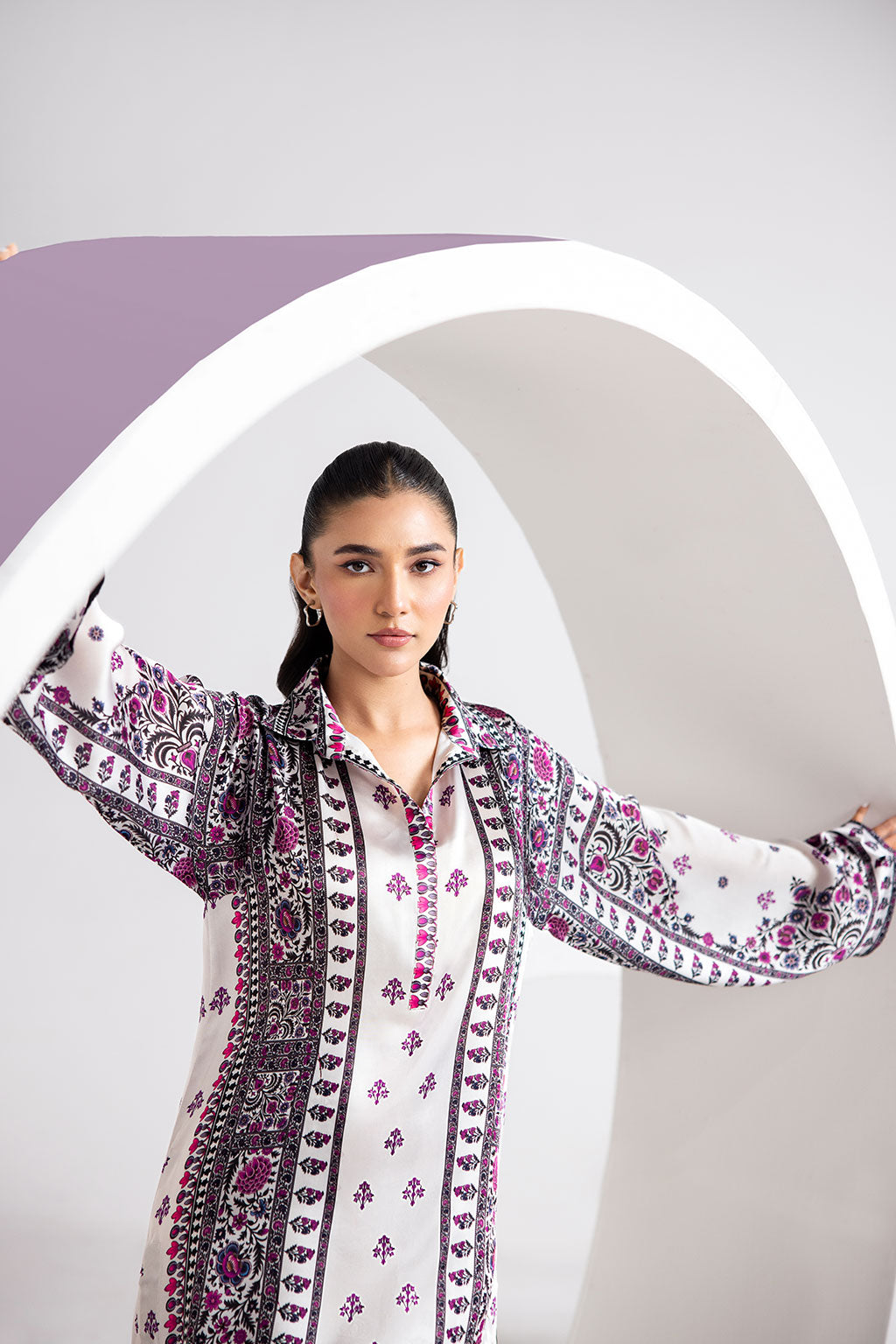 Afsanah | The Print Edit | GARDEN GLAM (extended shirt) AP-103 - by - Libasekhas UK - Registered Vendor of : Afsanah - 100% Original Designer Dresss