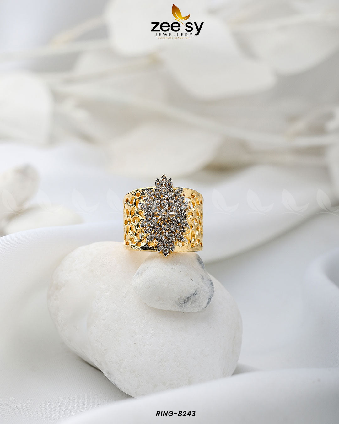 Floral Ring-8243 - by - Libasekhas UK - Registered Vendor of : Zeesy - 100% Original Designer Dresss
