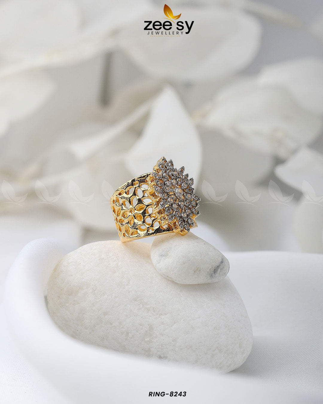 Floral Ring-8243 - by - Libasekhas UK - Registered Vendor of : Zeesy - 100% Original Designer Dresss