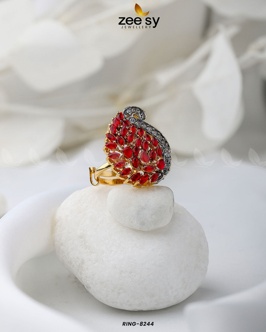 Baguette Cluster Ring-8244 - by - Libasekhas UK - Registered Vendor of : Zeesy - 100% Original Designer Dresss