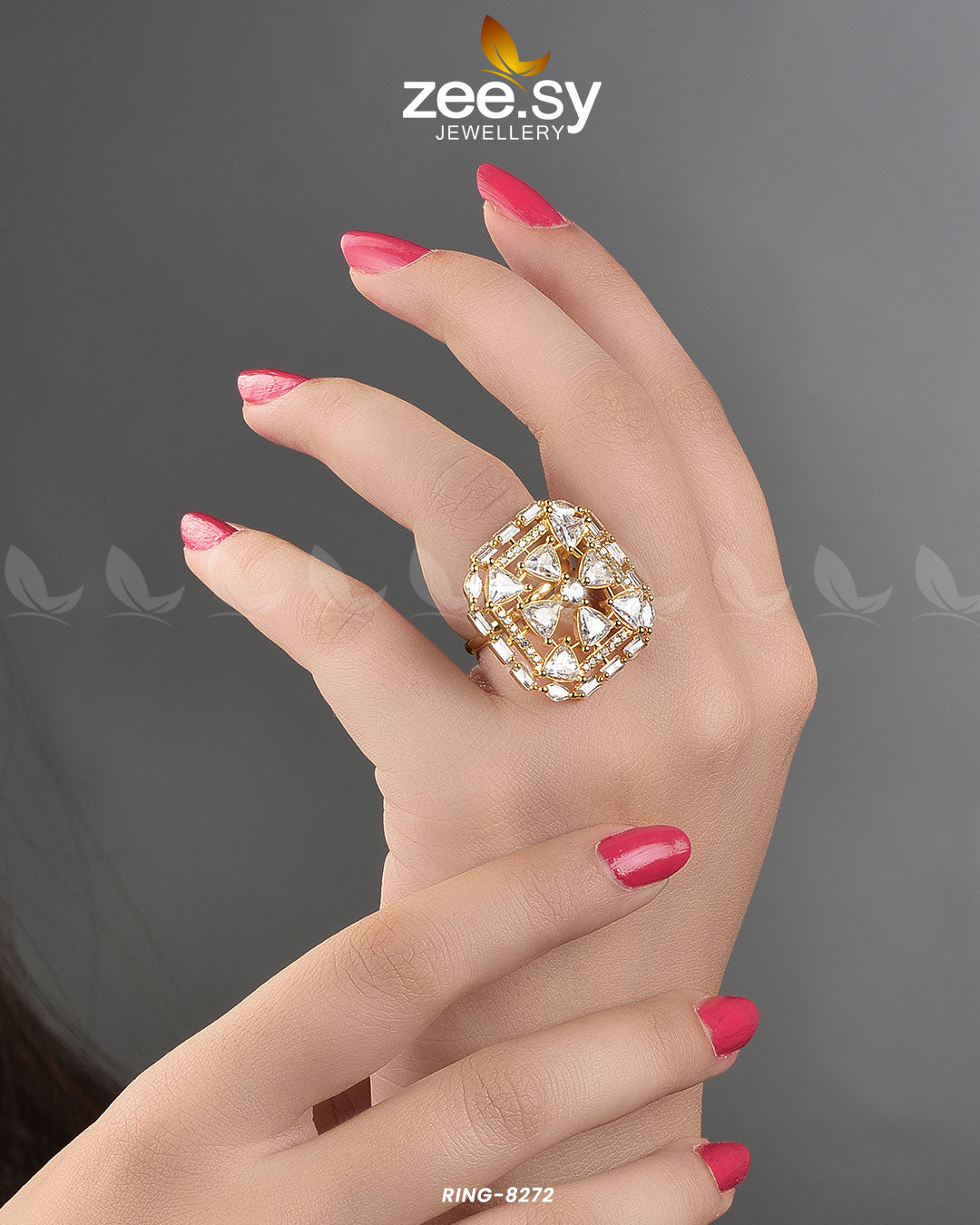 Cubic Ring-8272 - by - Libasekhas UK - Registered Vendor of : Zeesy - 100% Original Designer Dresss