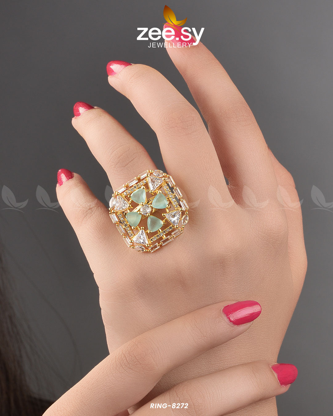 Cubic Ring-8272 - by - Libasekhas UK - Registered Vendor of : Zeesy - 100% Original Designer Dresss