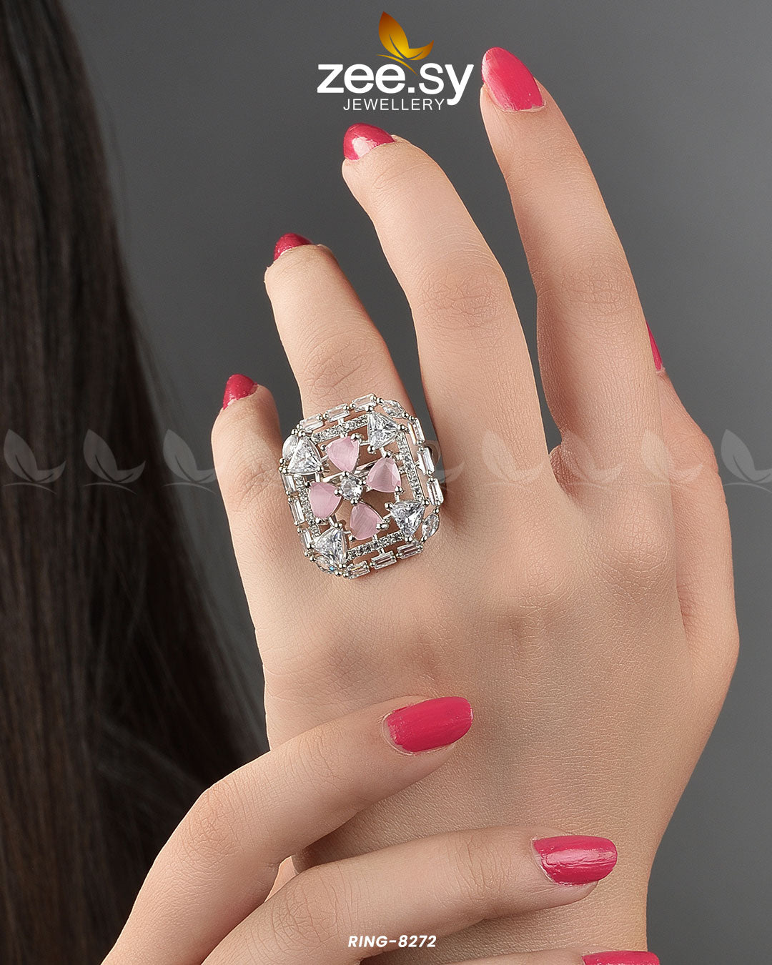Cubic Ring-8272 - by - Libasekhas UK - Registered Vendor of : Zeesy - 100% Original Designer Dresss