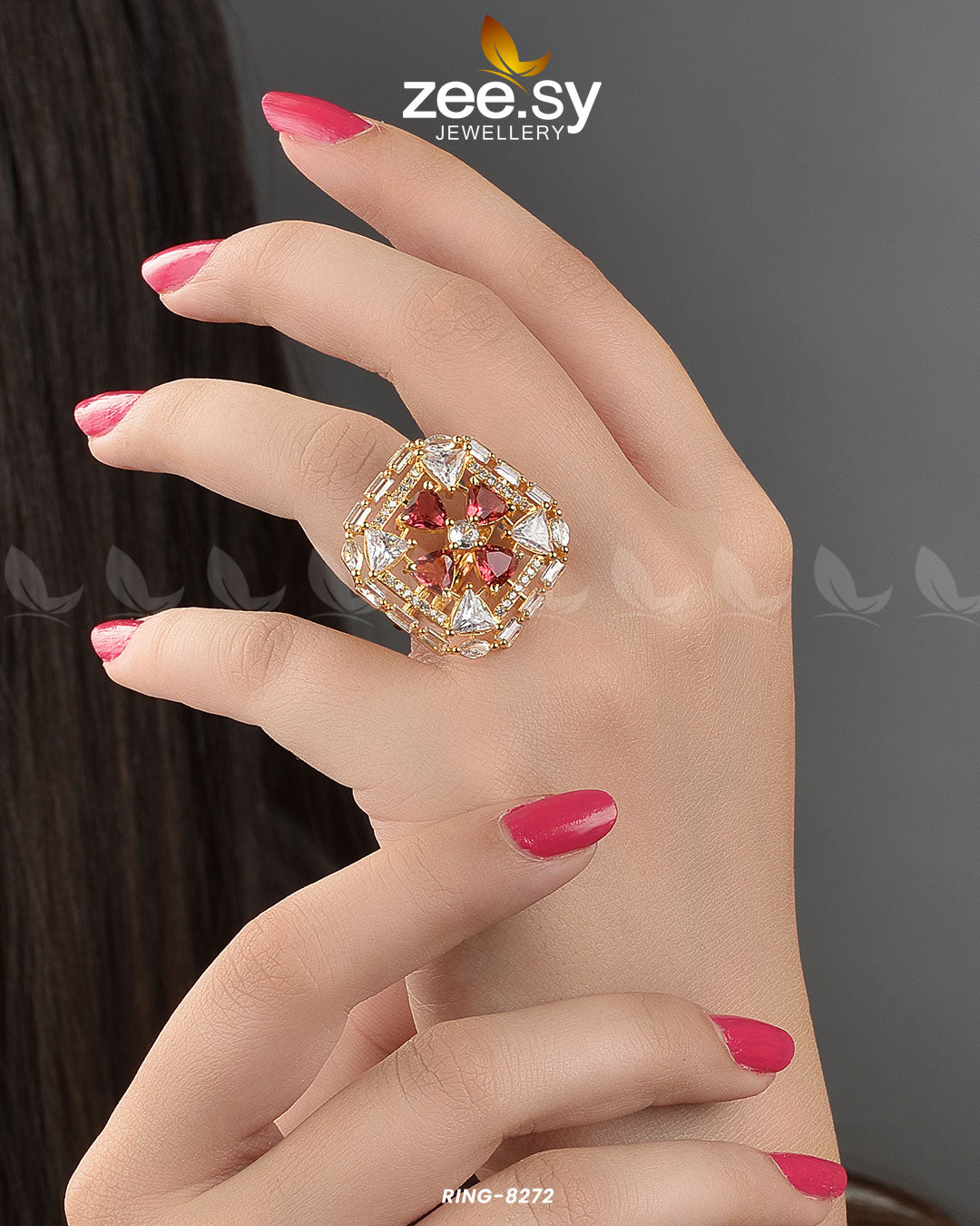Cubic Ring-8272 - by - Libasekhas UK - Registered Vendor of : Zeesy - 100% Original Designer Dresss