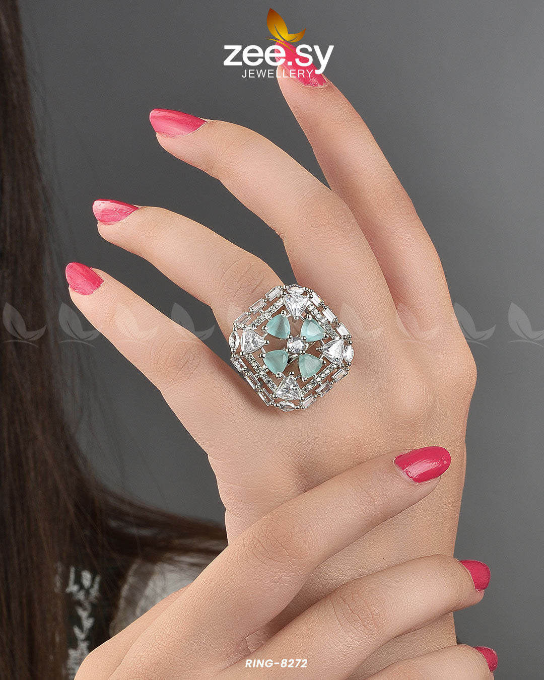 Cubic Ring-8272 - by - Libasekhas UK - Registered Vendor of : Zeesy - 100% Original Designer Dresss