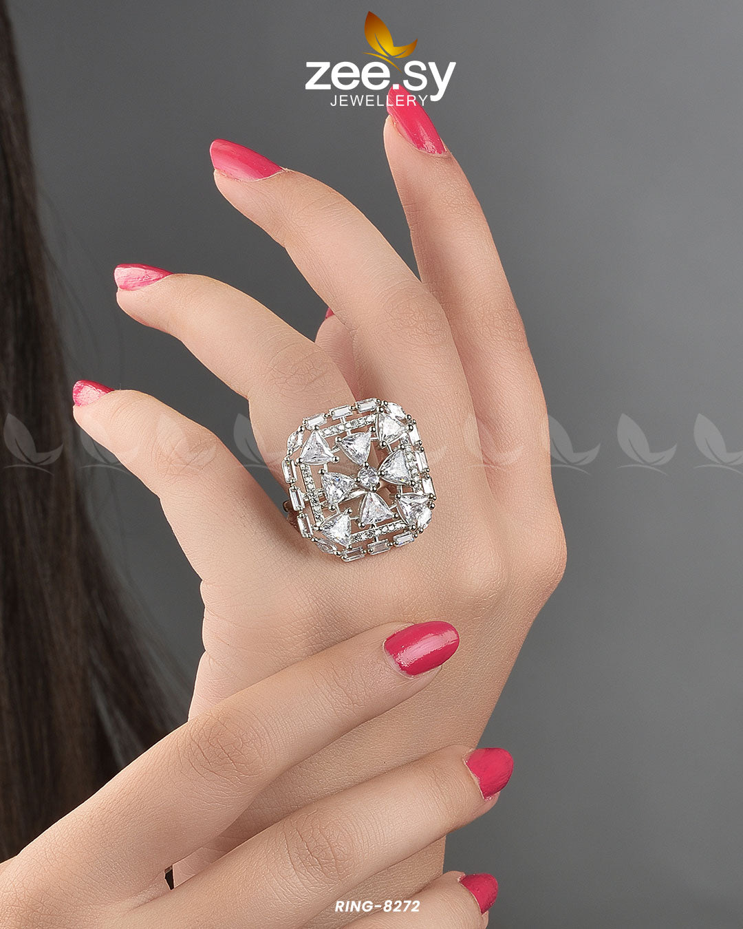 Cubic Ring-8272 - by - Libasekhas UK - Registered Vendor of : Zeesy - 100% Original Designer Dresss
