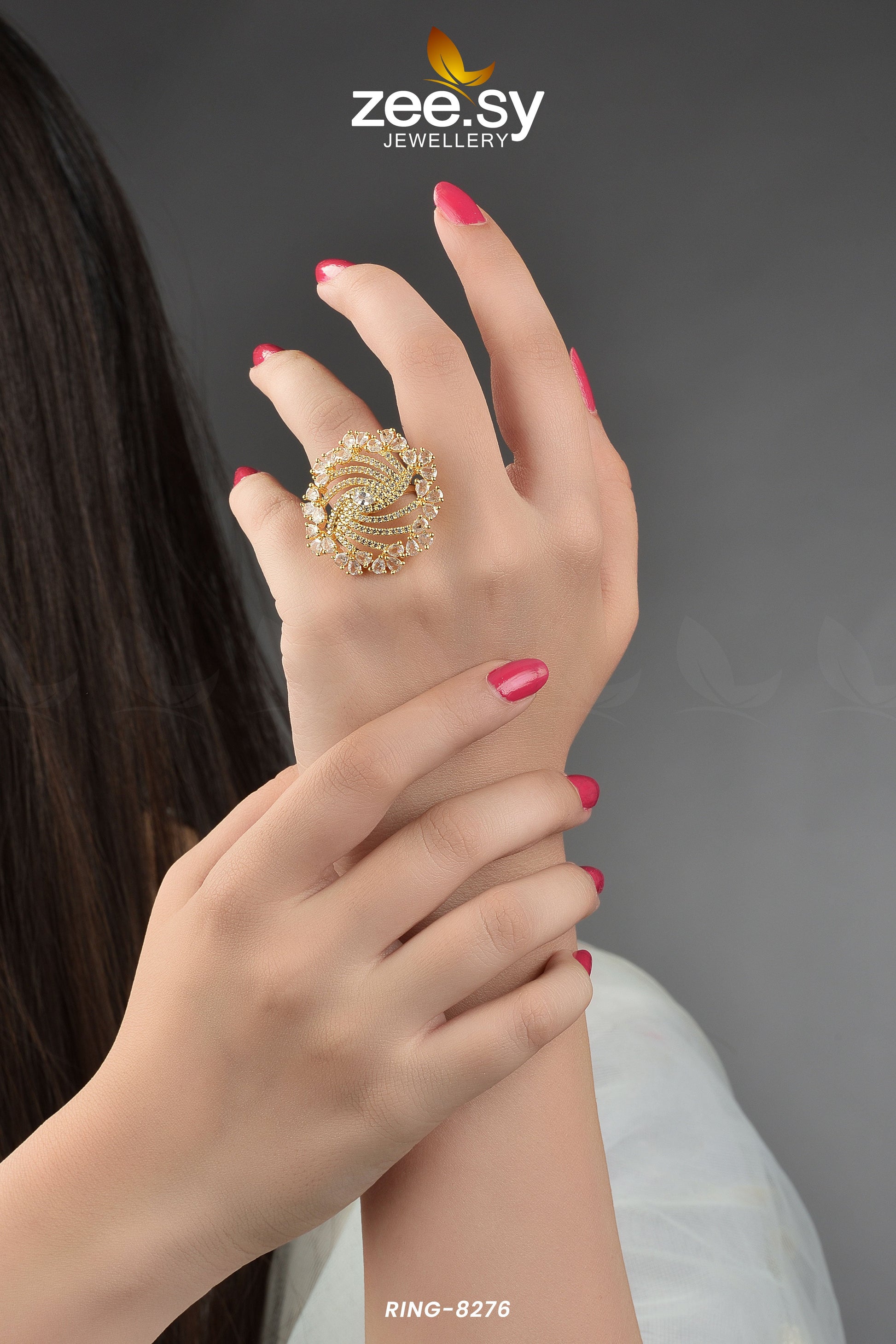 Rhinestone Ring-8276 - by - Libasekhas UK - Registered Vendor of : Zeesy - 100% Original Designer Dresss