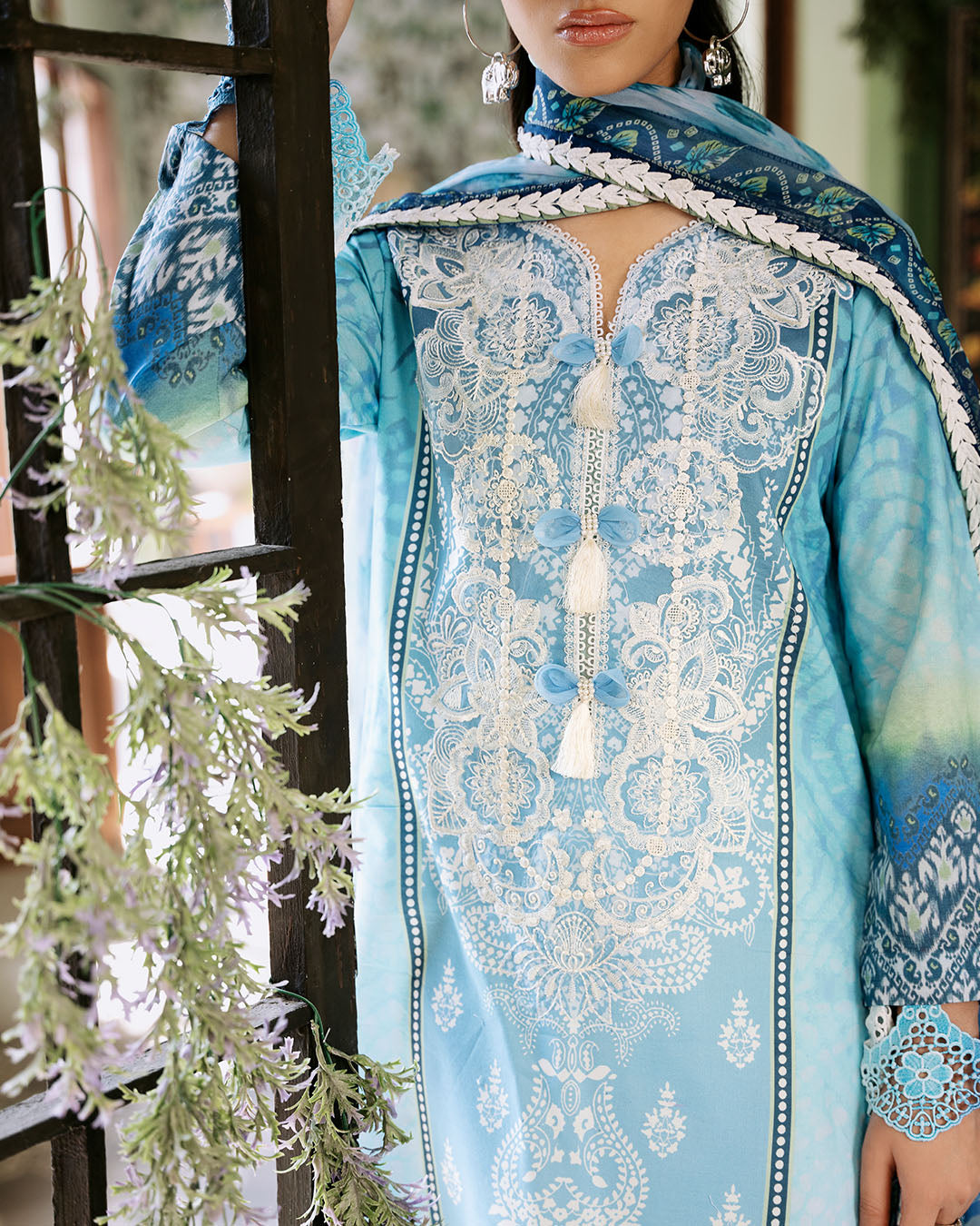 Roheenaz | Flora Printed Lawn | Azure - by - Libasekhas UK - Registered Vendor of : Roheenaz - 100% Original Designer Dresss
