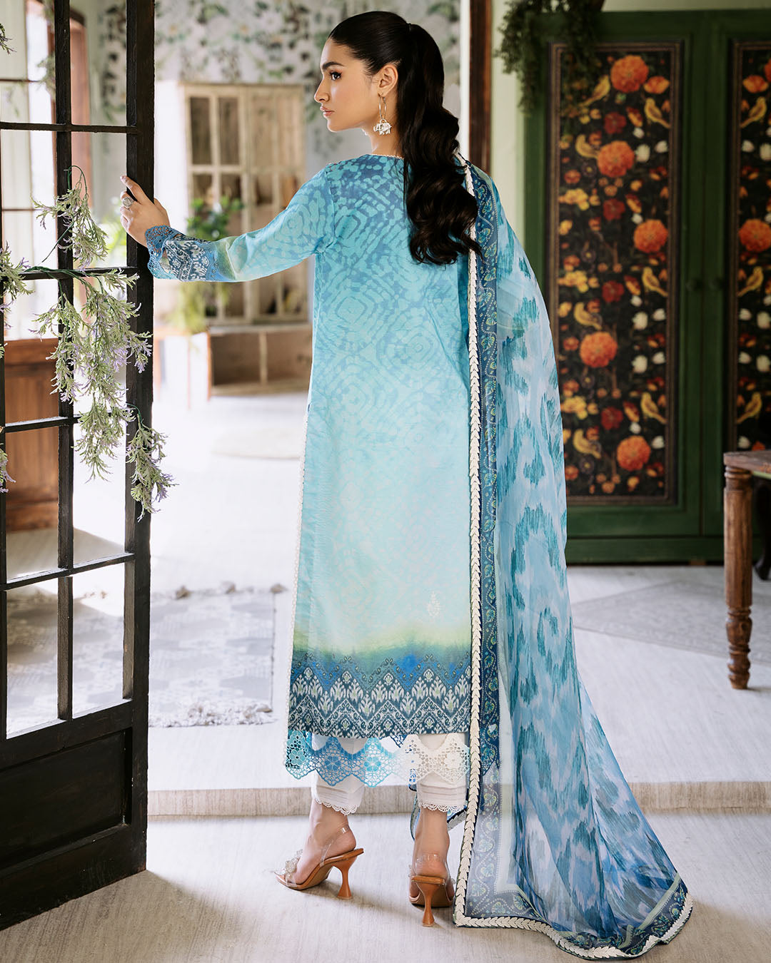 Roheenaz | Flora Printed Lawn | Azure - by - Libasekhas UK - Registered Vendor of : Roheenaz - 100% Original Designer Dresss