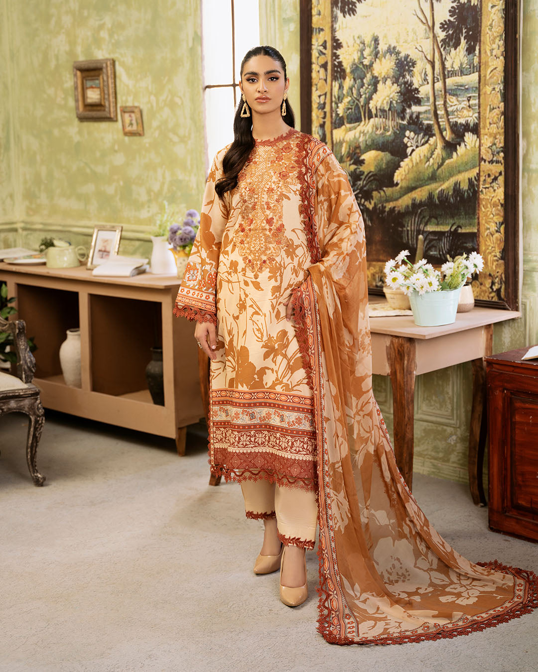 Roheenaz | Flora Printed Lawn | Harmonia - by - Libasekhas UK - Registered Vendor of : Roheenaz - 100% Original Designer Dresss
