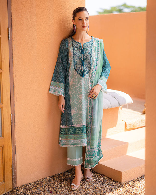 Roheenaz | Azalea Printed Lawn 24 | Ocean Breeze - by - Libasekhas UK - Registered Vendor of : Roheenaz - 100% Original Designer Dresss