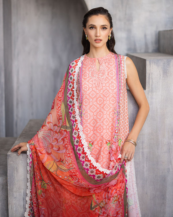 Roheenaz | Azalea Printed Lawn 24 | Radiant Rose - by - Libasekhas UK - Registered Vendor of : Roheenaz - 100% Original Designer Dresss
