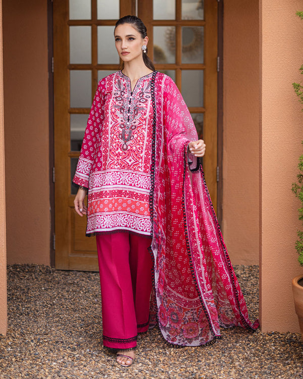 Roheenaz | Azalea Printed Lawn 24 | Coral Cascade - by - Libasekhas UK - Registered Vendor of : Roheenaz - 100% Original Designer Dresss