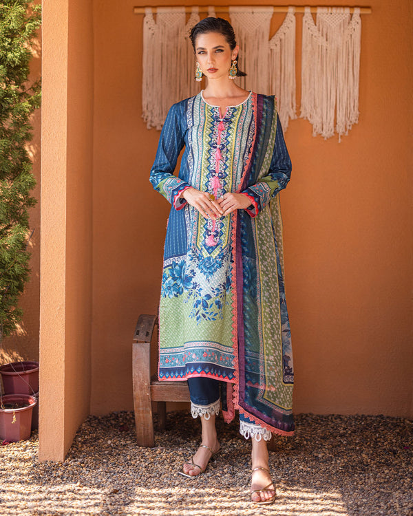 Roheenaz | Azalea Printed Lawn 24 | Mirage Mesh - by - Libasekhas UK - Registered Vendor of : Roheenaz - 100% Original Designer Dresss