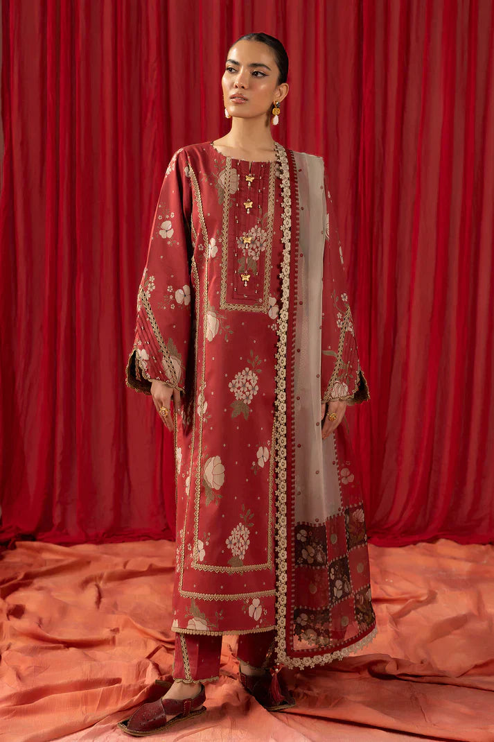 Alizeh | Sheen Lawn Prints 24 | Russet - by - Libasekhas UK - Registered Vendor of : Alizeh - 100% Original Designer Dresss