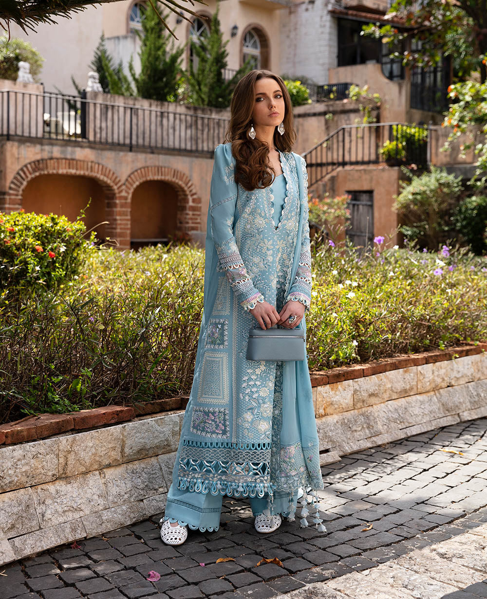 Republic Womenswear | Ilana Eid Luxury Lawn | Azure - by - Libasekhas UK - Registered Vendor of : Republic Womenswear - 100% Original Designer Dresss