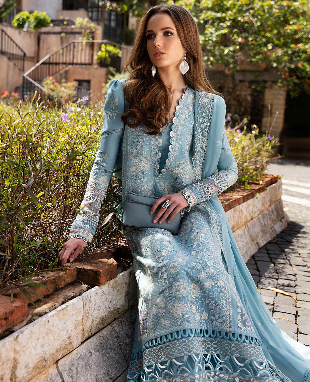 Republic Womenswear | Ilana Eid Luxury Lawn | Azure - by - Libasekhas UK - Registered Vendor of : Republic Womenswear - 100% Original Designer Dresss