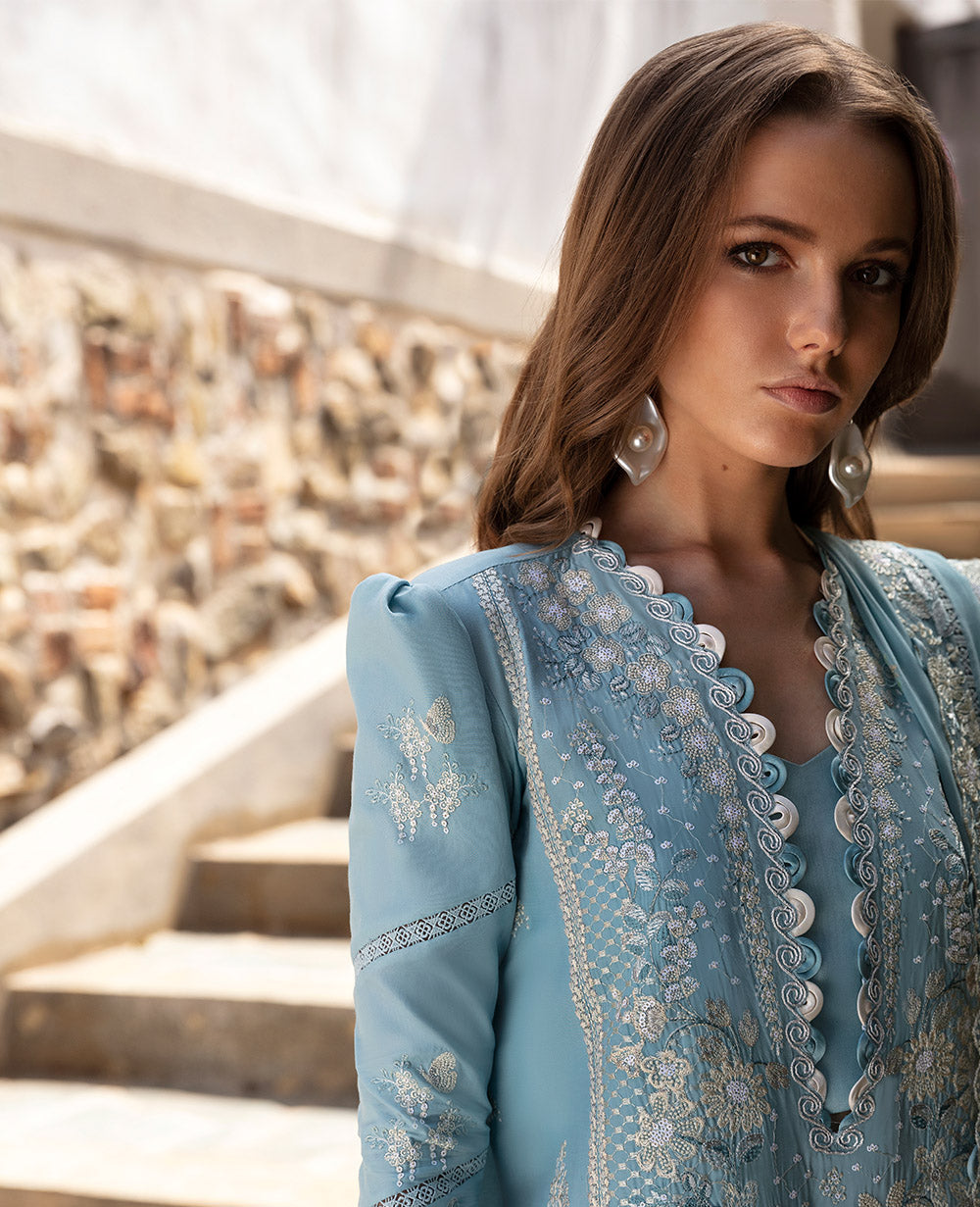 Republic Womenswear | Ilana Eid Luxury Lawn | Azure - by - Libasekhas UK - Registered Vendor of : Republic Womenswear - 100% Original Designer Dresss