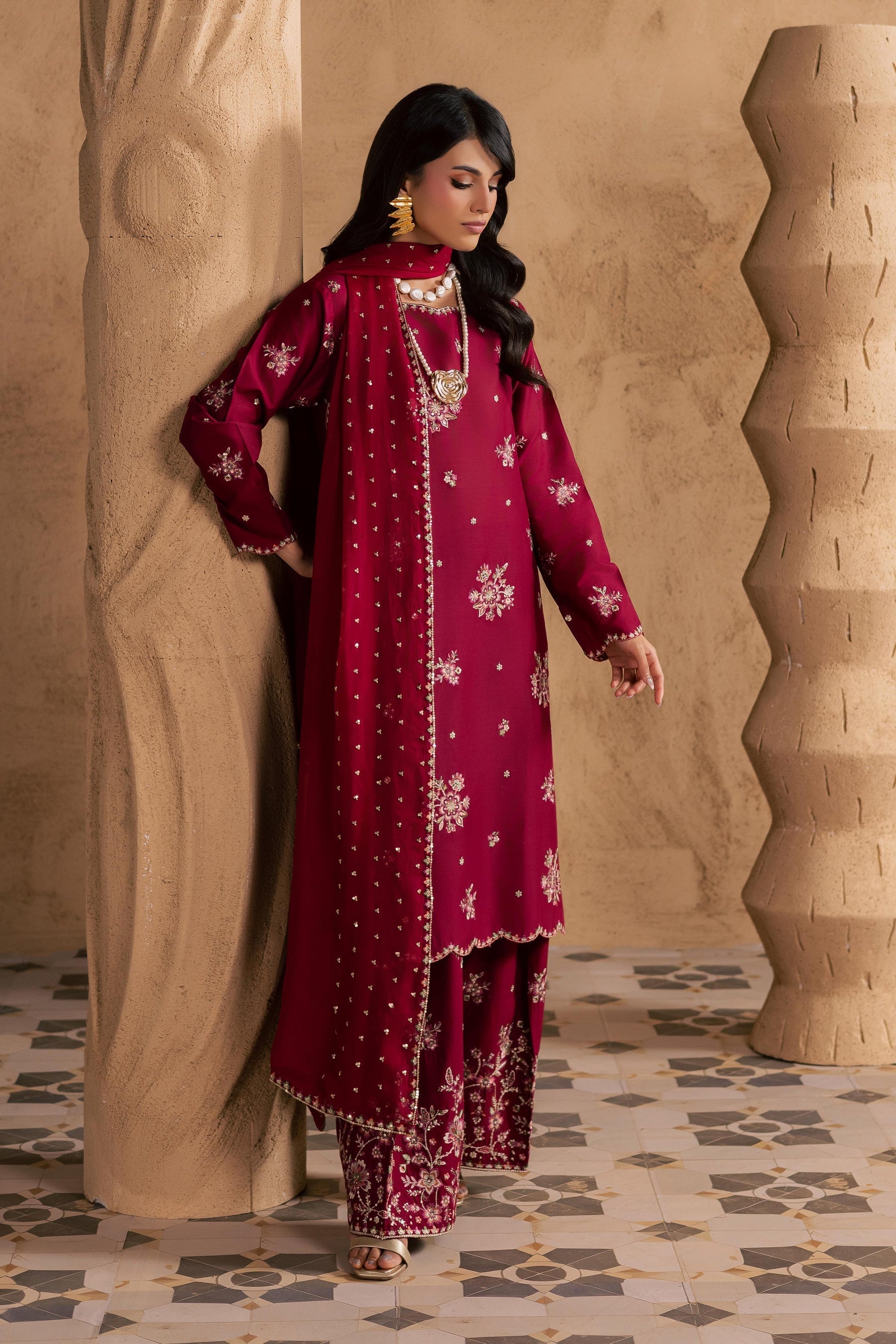 Batik | Festive Eid 26 | Red Queen - by Libasekhas - Registered Vendor of : Batik - 100% Original Designer Dress