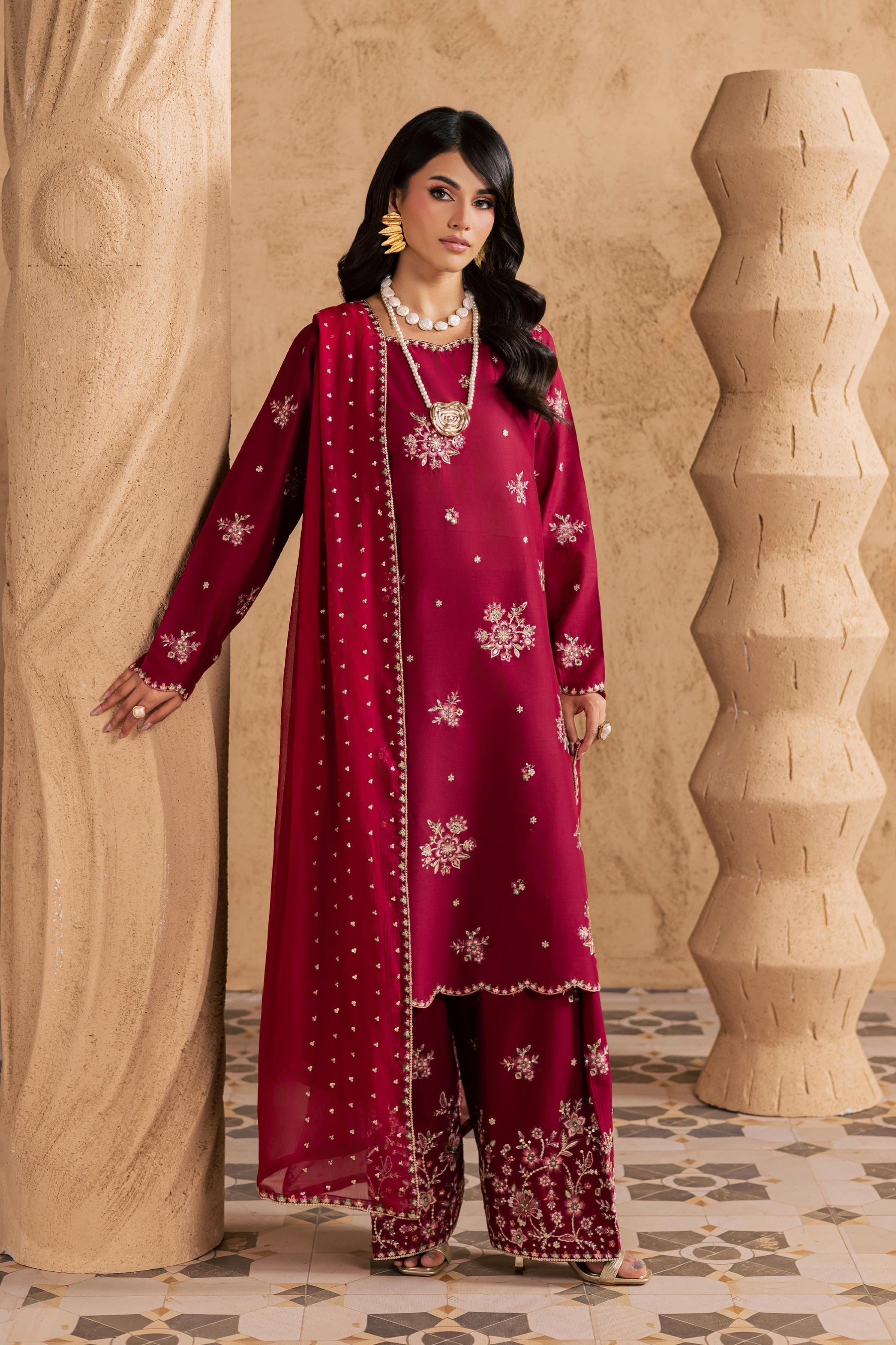 Batik | Festive Eid 26 | Red Queen - by Libasekhas - Registered Vendor of : Batik - 100% Original Designer Dress
