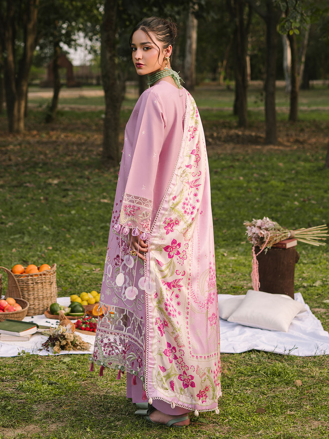 Mahnur | Dahlia Luxury Lawn 25 | Rosa - by - Libasekhas UK - Registered Vendor of : Mahnur - 100% Original Designer Dresss