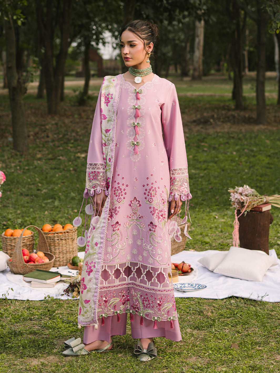 Mahnur | Dahlia Luxury Lawn 25 | Rosa - by - Libasekhas UK - Registered Vendor of : Mahnur - 100% Original Designer Dresss