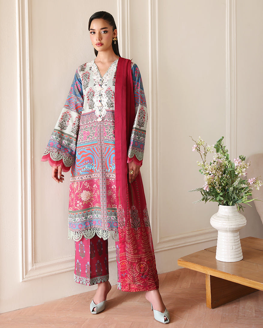 Roheenaz | Eclat Garden Printed Lawn | Rosette Dream - by Libasekhas UK - Registered Vendor of : Roheenaz - 100% Original Designer Dress