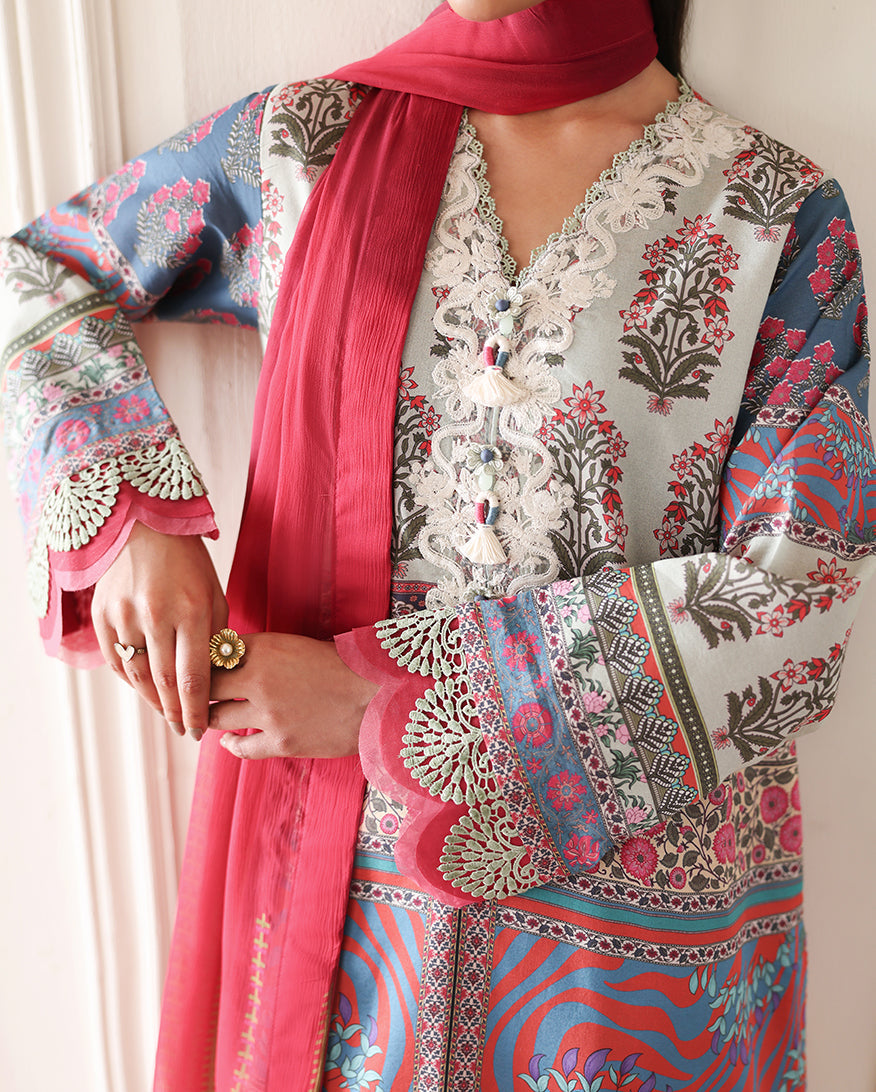 Roheenaz | Eclat Garden Printed Lawn | Rosette Dream - by Libasekhas UK - Registered Vendor of : Roheenaz - 100% Original Designer Dress