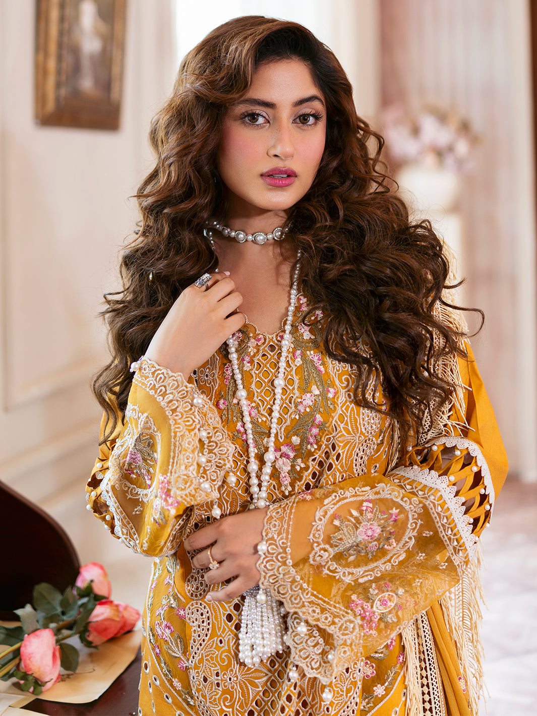 Mahnur | Sophie Luxury Lawn 25 | Rosy - by - Libasekhas UK - Registered Vendor of : Mahnur - 100% Original Designer Dresss