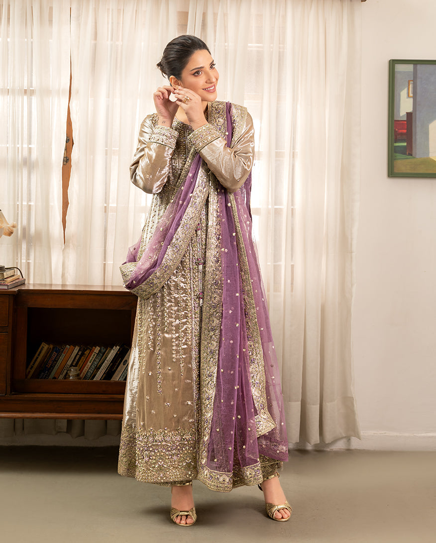 Mushq | Sunehri Lama Silk | Rumsha - by Libasekhas UK - Registered Vendor of : Mushq - 100% Original Designer Dress