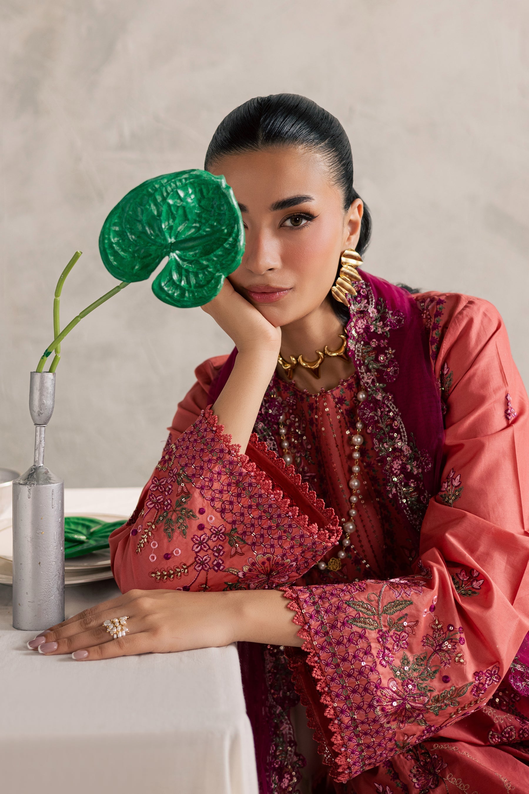 Batik | Festive Eid 26 | Rust Nazneen - by Libasekhas - Registered Vendor of : Batik - 100% Original Designer Dress