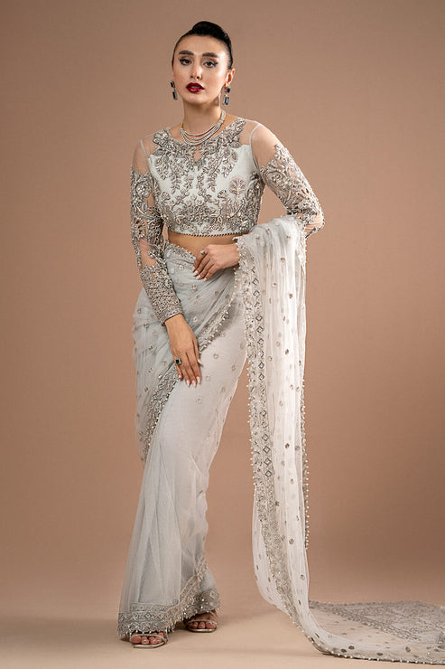 Imrozia Premium | Lumiere Luxury Sarees | 07 Misty Grey - by - Libasekhas UK - Registered Vendor of : Imrozia Premium - 100% Original Designer Dresss