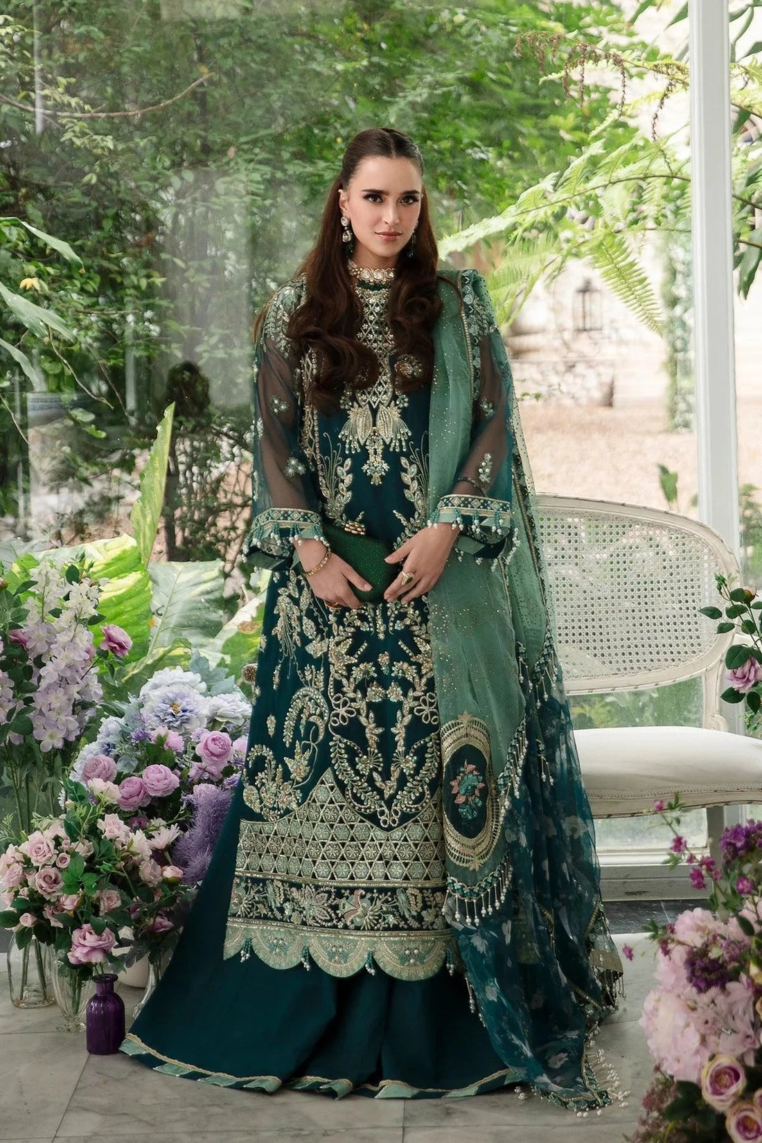 AJR Couture | Alif Luxury Wedding Formals 23 | Teal - by - Libasekhas UK - Registered Vendor of : AJR Couture - 100% Original Designer Dresss