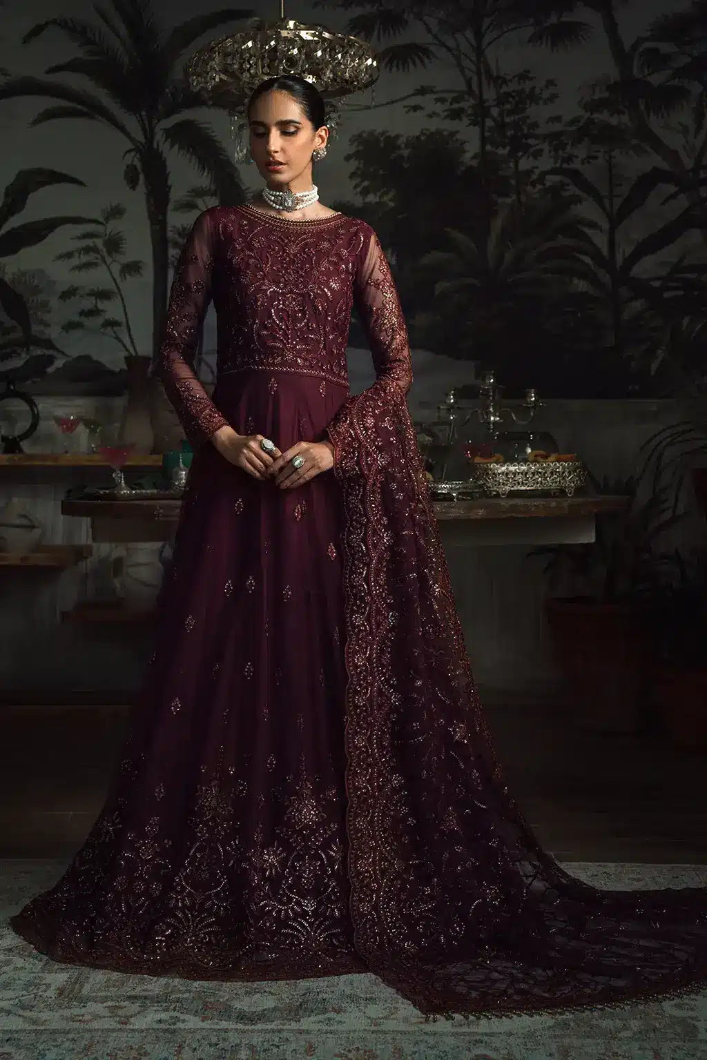 Zarif | LA ROSELLA Formals | ZLR 06 CARMINE - by - Libasekhas UK - Registered Vendor of : Zarif - 100% Original Designer Dresss