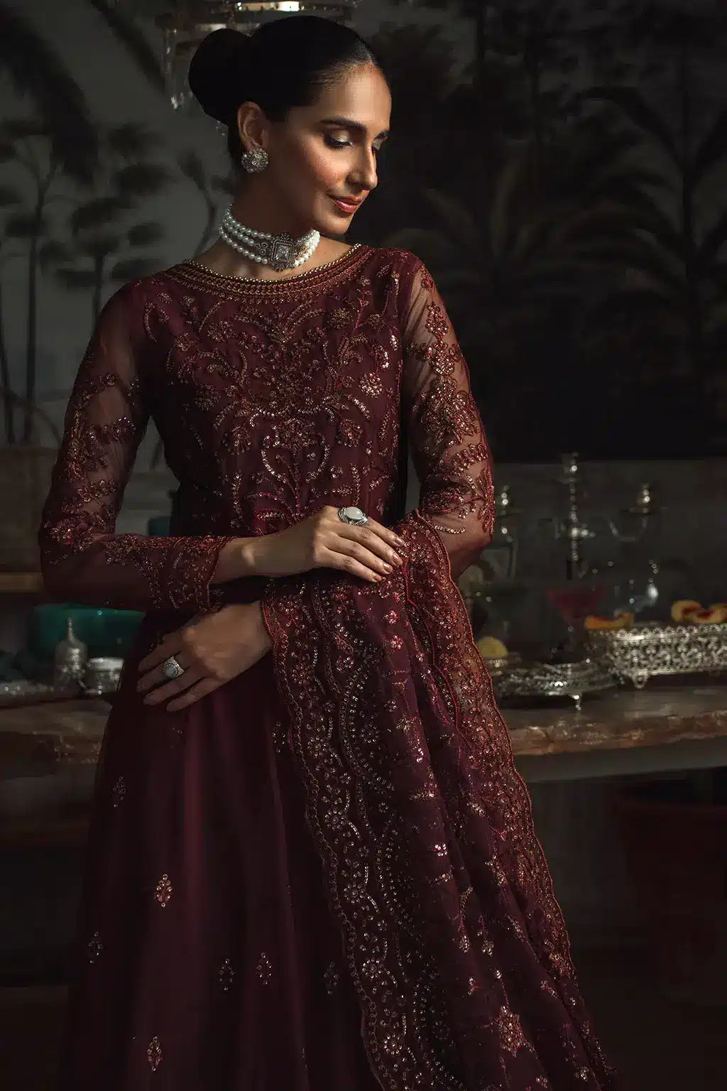 Zarif | LA ROSELLA Formals | ZLR 06 CARMINE - by - Libasekhas UK - Registered Vendor of : Zarif - 100% Original Designer Dresss