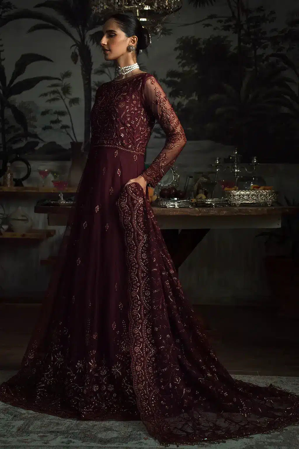 Zarif | LA ROSELLA Formals | ZLR 06 CARMINE - by - Libasekhas UK - Registered Vendor of : Zarif - 100% Original Designer Dresss