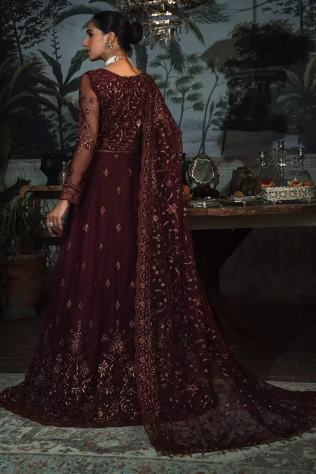 Zarif | LA ROSELLA Formals | ZLR 06 CARMINE - by - Libasekhas UK - Registered Vendor of : Zarif - 100% Original Designer Dresss