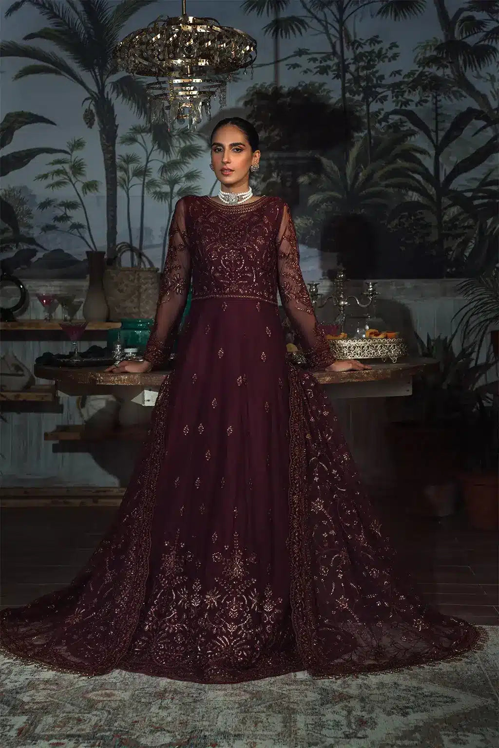 Zarif | LA ROSELLA Formals | ZLR 06 CARMINE - by - Libasekhas UK - Registered Vendor of : Zarif - 100% Original Designer Dresss
