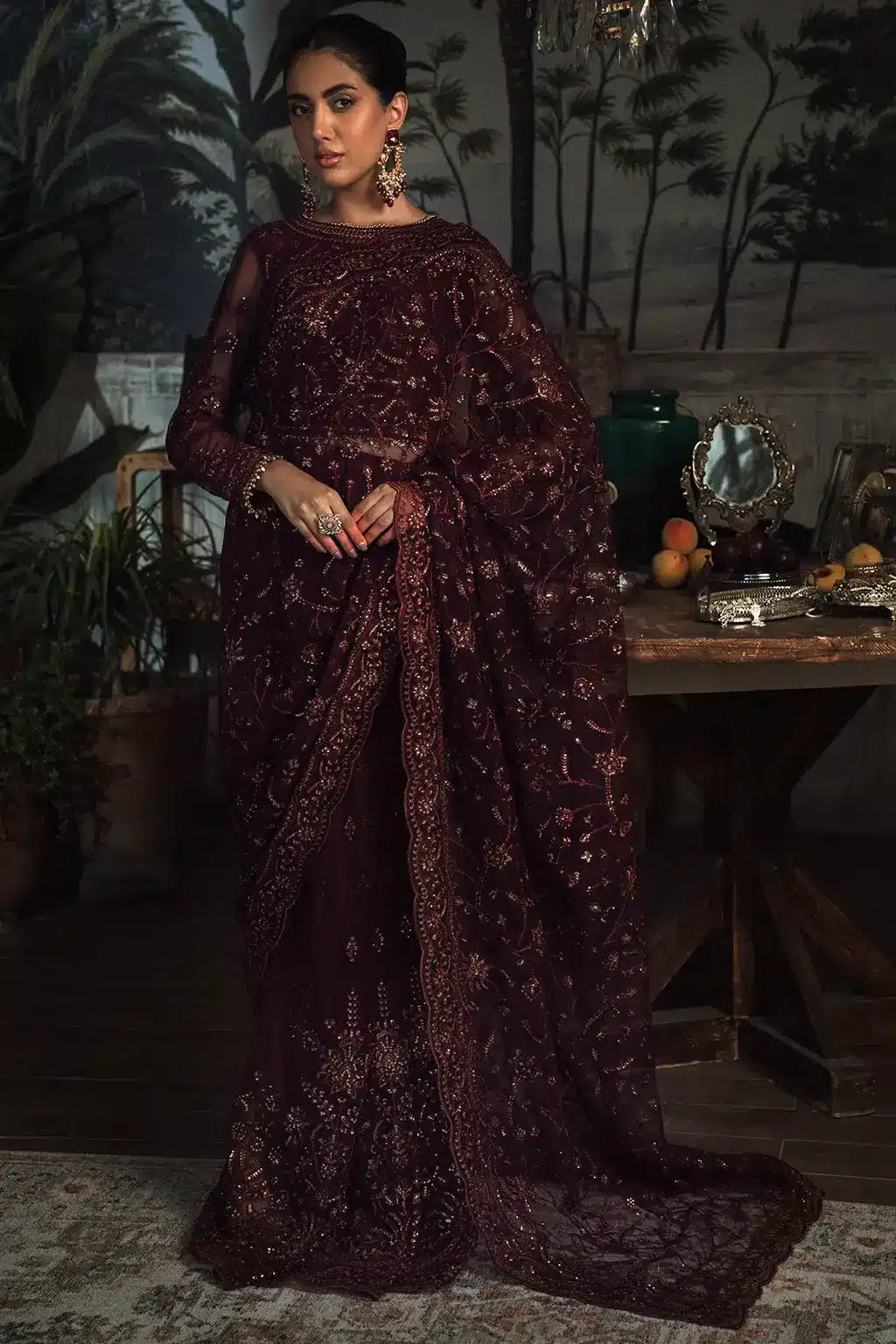 Zarif | LA ROSELLA Formals | ZLR 06 CARMINE - by - Libasekhas UK - Registered Vendor of : Zarif - 100% Original Designer Dresss