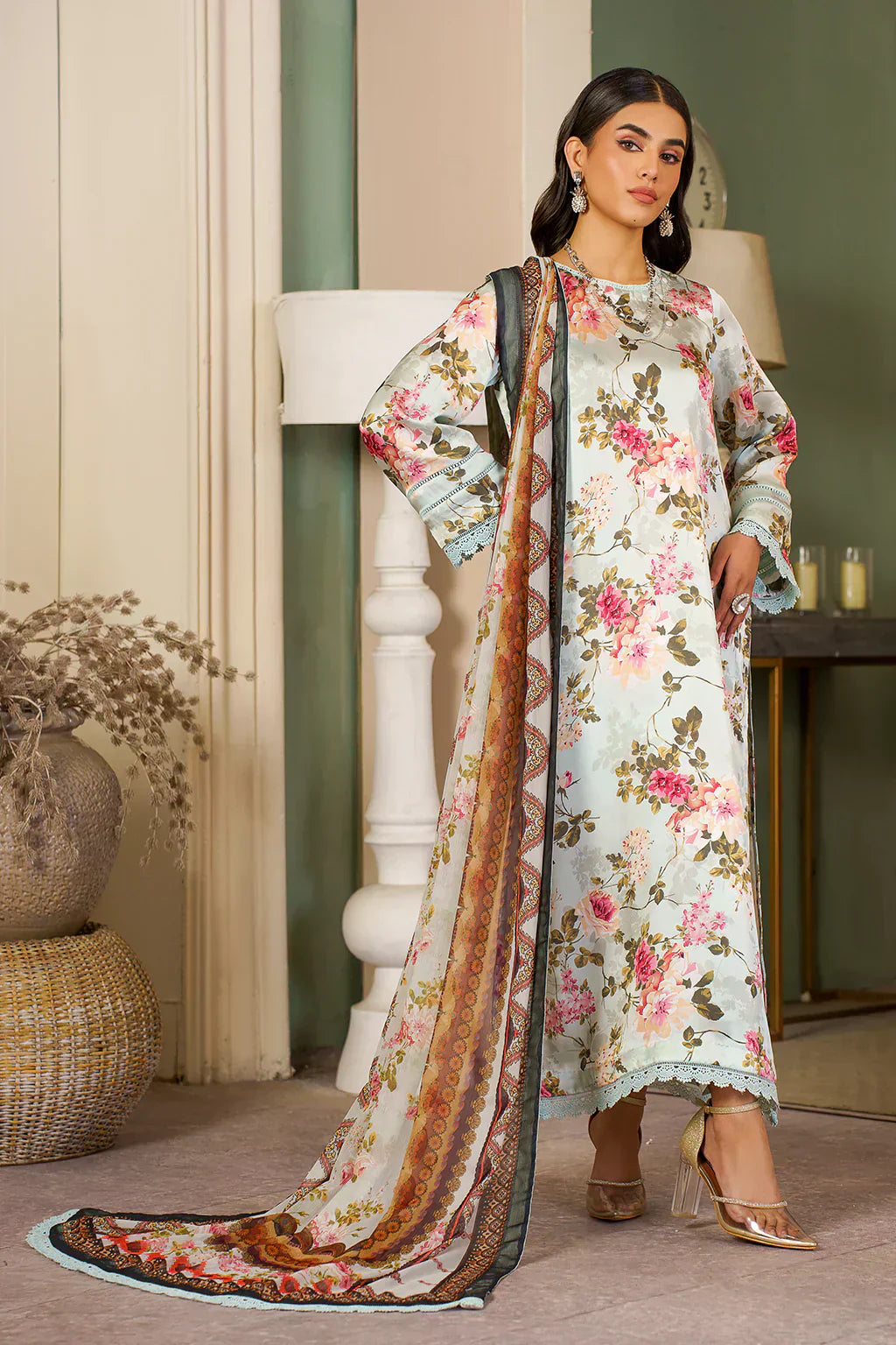Zarif | Prints 24 | ZSP 02 AQUA - by - Libasekhas UK - Registered Vendor of : Zarif - 100% Original Designer Dresss