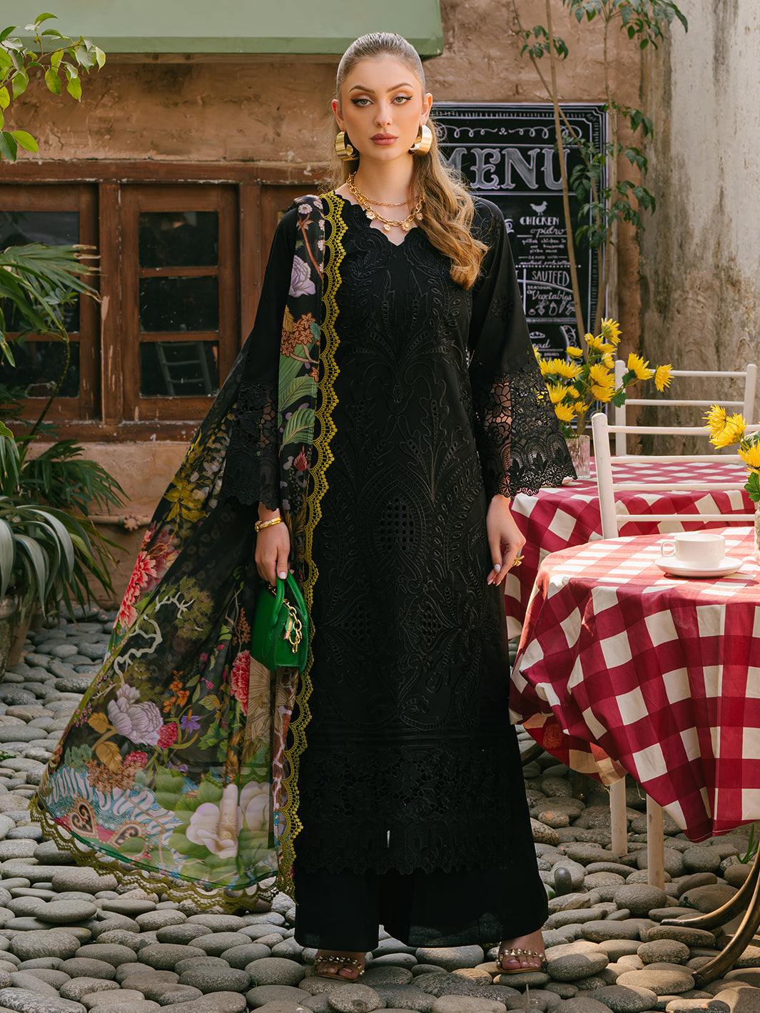 Mahnur | Mahrukh Eid Edit 24 | ROYAL BLACK - by - Libasekhas UK - Registered Vendor of : Mahnur - 100% Original Designer Dresss
