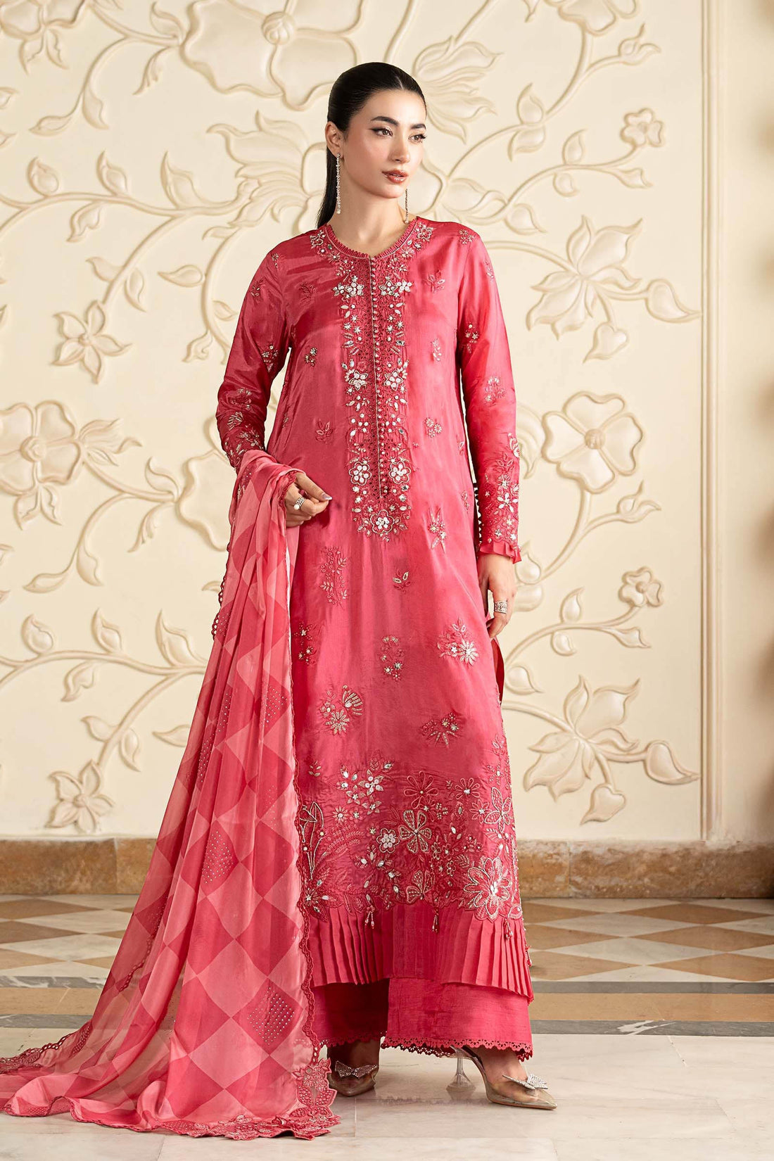 Maria B | Luxury Formals Pre Fall | SF-EA26-12-Pink - by Libasekhas UK - Registered Vendor of : Maria B - 100% Original Designer Dress