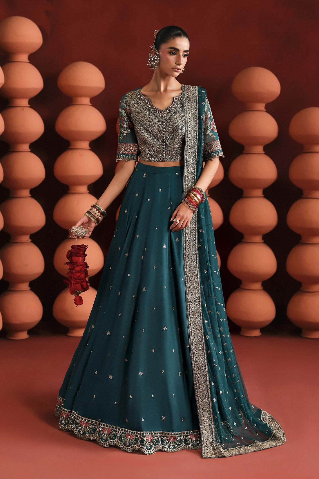 Maria B | Luxury Formals Pre Fall | SF-EA26-27-Teal - by Libasekhas UK - Registered Vendor of : Maria B - 100% Original Designer Dress