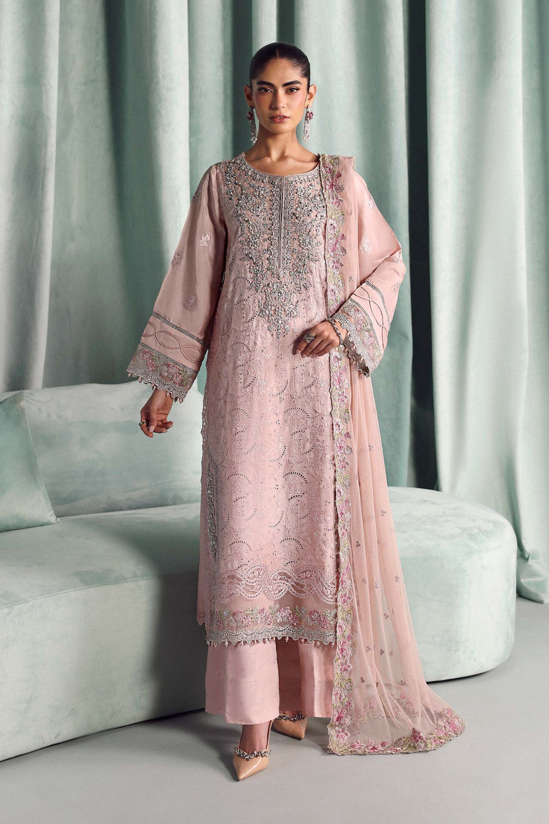 Maria B | Luxury Formals Pre Fall | SF-EA26-37-Pink - by Libasekhas UK - Registered Vendor of : Maria B - 100% Original Designer Dress