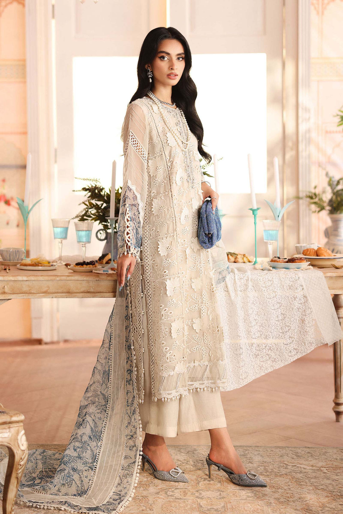 Maria B | Pre Fall Dresses | 3 Piece Embroidered Organza Suit CC - by Libasekhas UK - Registered Vendor of : Maria B - 100% Original Designer Dress
