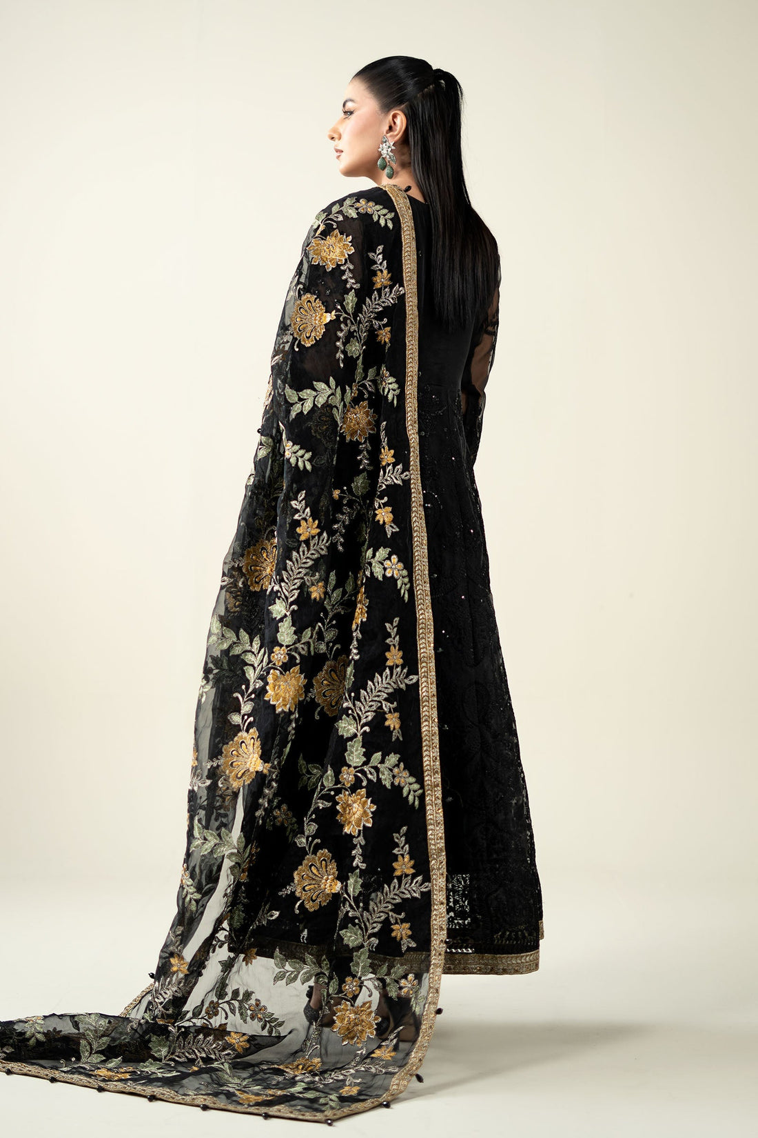 Maria B | Pre Fall Dresses | 3 Piece Embroidered Suit Black - by Libasekhas UK - Registered Vendor of : Maria B - 100% Original Designer Dress