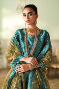 Maria B | Pre Fall Dresses | 3 Piece Embroidered Raw Silk Suit Teal Green - by Libasekhas UK - Registered Vendor of : Maria B - 100% Original Designer Dress