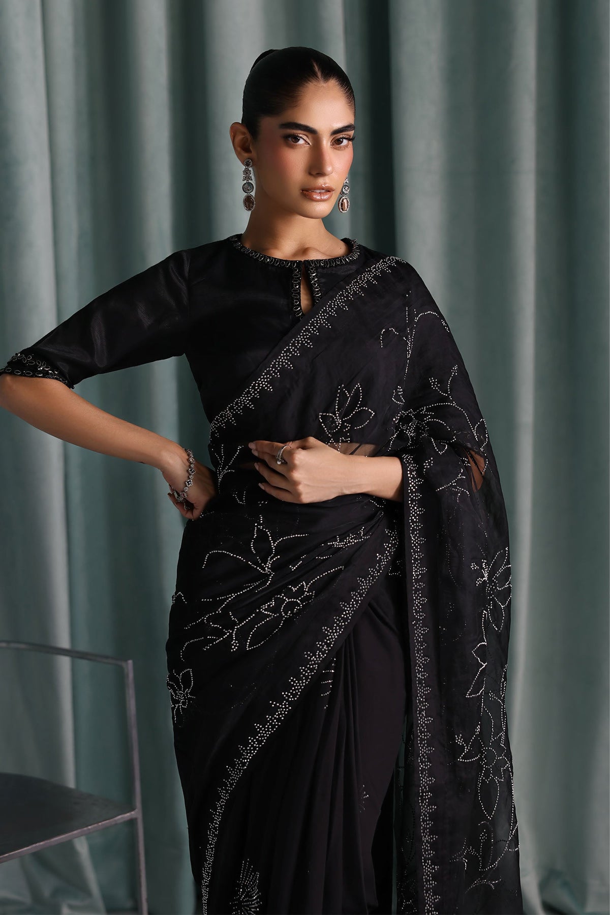 Maria B | Luxury Formals Pre Fall | SF-PF26-02-Black - by Libasekhas UK - Registered Vendor of : Maria B - 100% Original Designer Dress